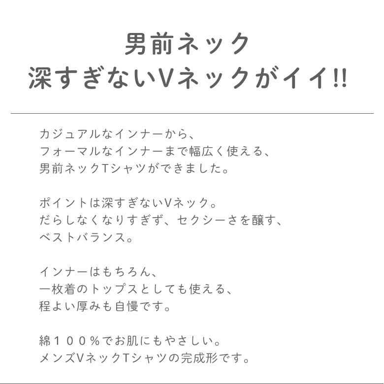 【在庫限り】【首元スッキリで1枚でも決まる】VネックTシャツ メンズ 半袖 【綿100%×やや透けにくい】白T 無地 シンプル シャープな印象 ビジネスインナー カジュアル クルーネックが苦手な方 スポーツ ジム 丈夫 ルームウェア 部屋着 白 黒 メンズTシャツ 00108