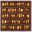 【手捺染 小風呂敷】ビール kenema [ 日本製 風呂敷 50cm 一三巾 手染め 染料染め 綿100% ビール グラス 枝豆 落花生 おつまみ かわいい ...