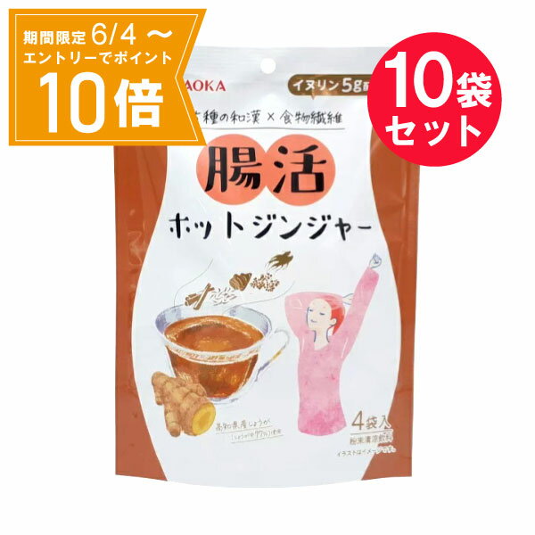 【エントリーで店内全品★ポイント10倍★お買い物マラソン期間中 5/9 20:00～5/16 01:59まで】※『10袋セット』【送料無料】腸活ホットジンジャー 15g×4袋 今岡製菓 健康食品・健康茶