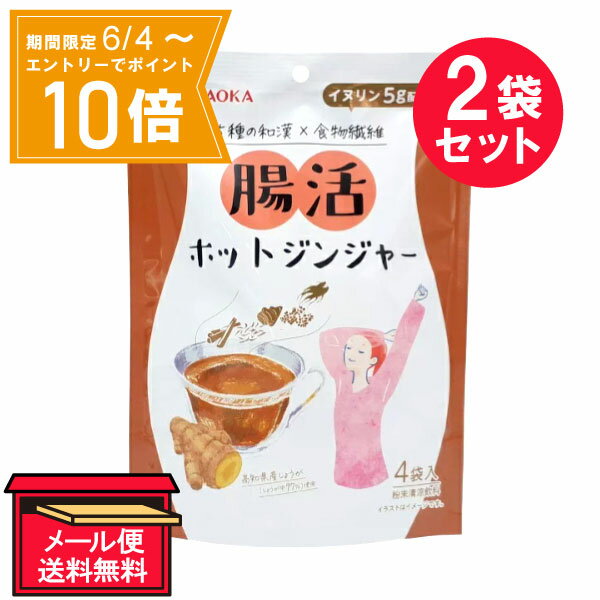 【エントリーで店内全品★ポイント10倍★お買い物マラソン期間中 5/9 20:00～5/16 01:59まで】※『2袋セット』【メール便 送料無料】腸活ホットジンジャー 15g×4袋 今岡製菓 健康食品・健康茶