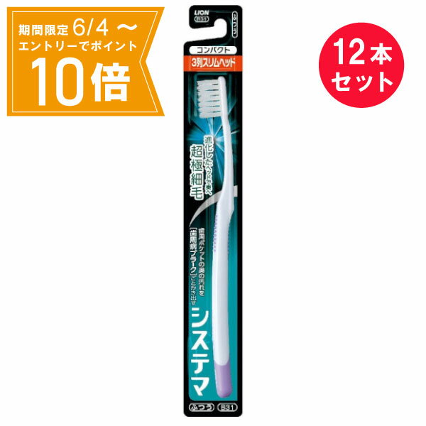 ＼P10倍／エントリーでスーパーセール期間中店内全品ポイント10倍★6/4 20:00～6/11 01：59まで 12本セット 【送料無料】システマハブラシ コンパクト3列スリム ふつう B31／1本 LION ライオン …