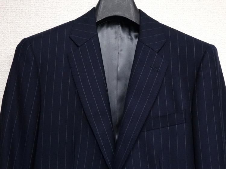 【 中古 】533 / 0512 使用数回 テーラー＆カッター スーツ ネイビー ウール100％ サイズ44位？