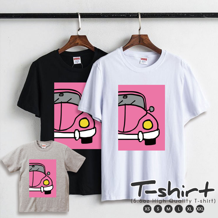 Rakuten - Tシャツ レディース 半袖 カジュアル ペア カップル ロゴTシャツ 大人 トップス プリント カットソー ブランド ゆったり かわいい おしゃれ ワゴン wagon 車 car ゆるかわ ピンク pink