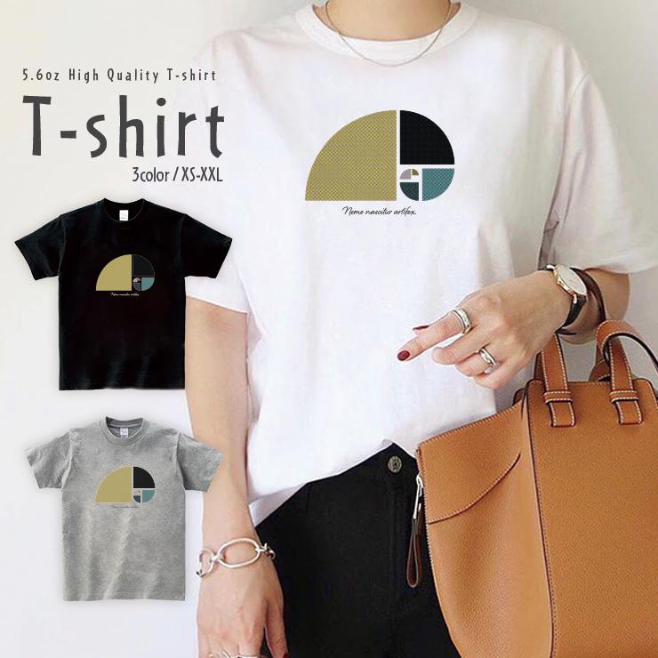 Tシャツ レディース 半袖 カジュアル ペア カップル ロゴTシャツ 大人 トップス プリント カットソー ブランド ゆったり 大きいサイズ かわいい おしゃれ 女子 アート 美術 芸術 黄金比 デザイン ラテン語 メッセージ 名言 言葉 メンズ