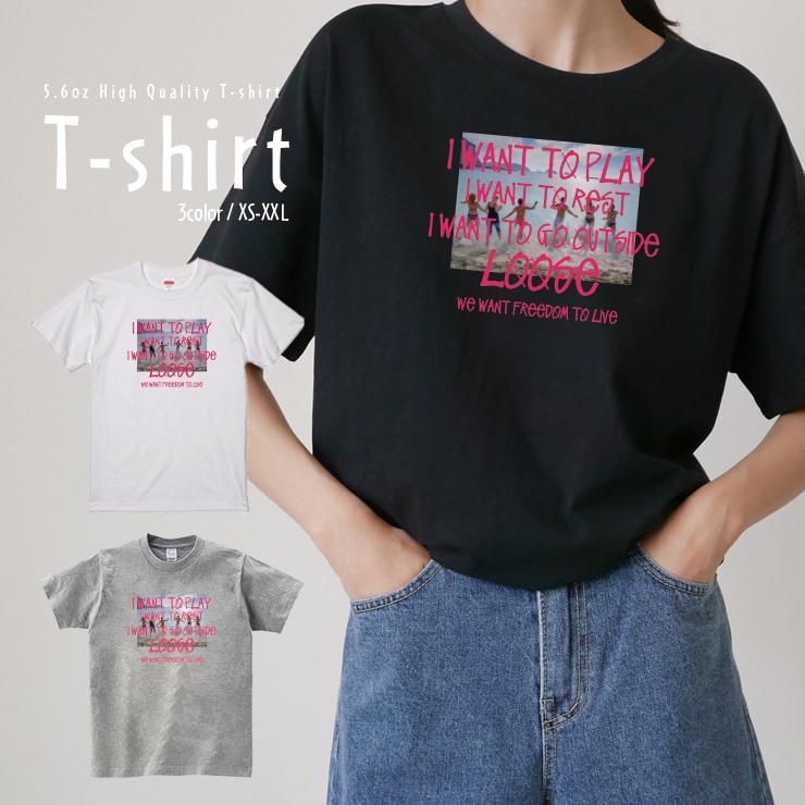 Tシャツ レディース 半袖 カジュアル ペア カップル ロゴTシャツ 大人 トップス プリント カットソー ..