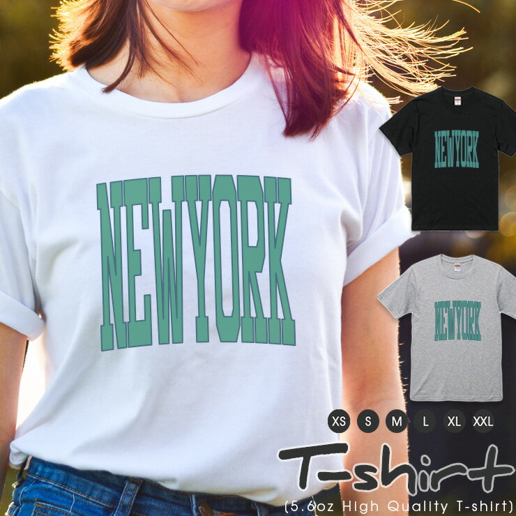 Rakuten - 10%OFF★Tシャツ レディース 半袖 カジュアル ペア カップル ロゴTシャツ 大人 トップス プリント カットソー ブランド ゆったり かわいい おしゃれ ビッグロゴ カレッジロゴ レトロ風 NEW YORK