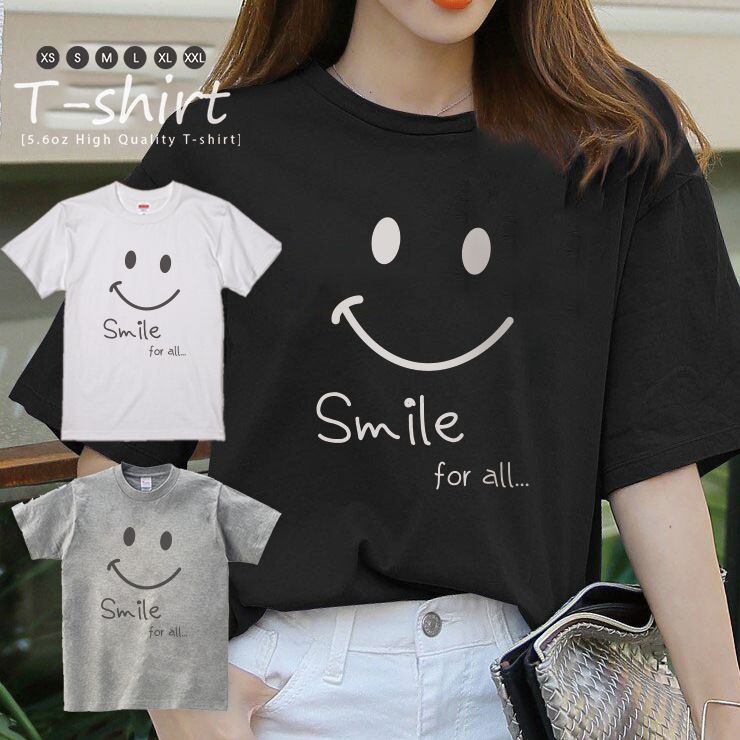 楽天スマートフォンケースショップ SMH大人かわいい tシャツ レディース 半袖 カジュアル ペア カップル 大人可愛い トップス カットソー ブランド 韓国 ゆったり かわいい おしゃれ ニコちゃん スマイル にこにこ Smile for all…