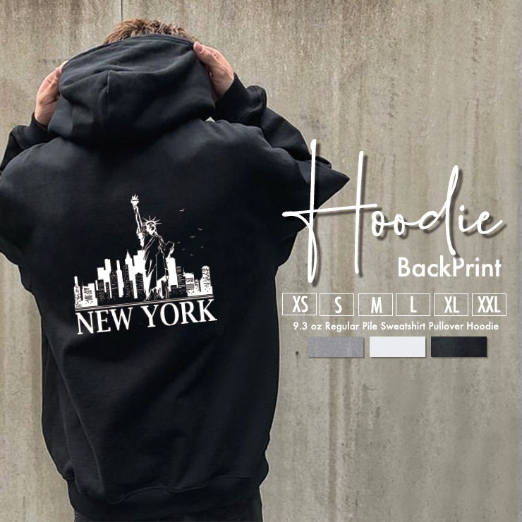Rakuten - 10%OFF★パーカー プルオーバー メンズ レディース バックプリント 秋冬 『 ニューヨーク newyork アメリカ 自由の女神』 スタンダード 10.0oz