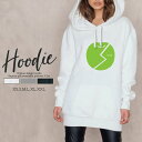 パーカー レディース メンズ スウェット パーカー プルオーバー hoodie 長袖 フード付き ペア カップル S M L XL XXL おそろ 大人かわいい おしゃれ フルーツ 果物 青リンゴ りんご デカ ロゴ クラッシュ CRASH