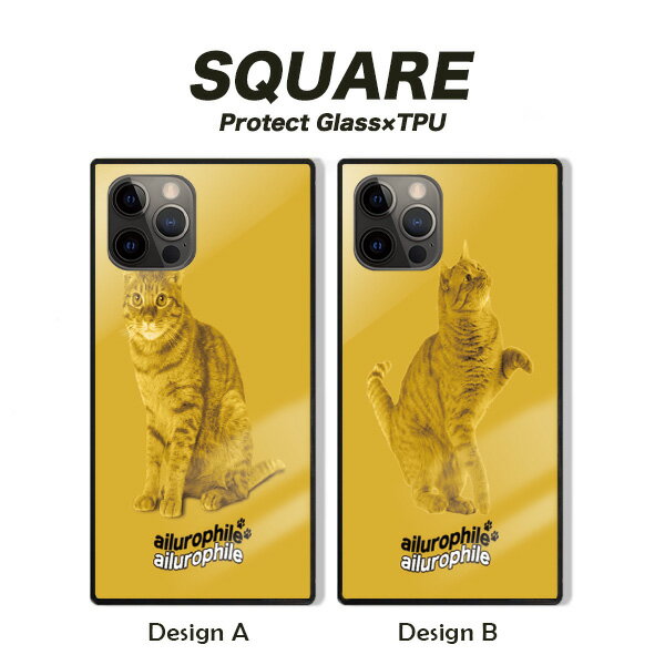 Rakuten - 10%OFF★iPhone16 16e ケース 16Pro 16ProMax 16Plus ケース iPhone 15 pro ケース iPhone14 13 12 ケース 背面ガラス スクエア 四角 おしゃれ ネコ 猫 ねこ cat キャット 愛猫家 パステル 可愛い マンクス ソマリ