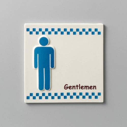 楽天サイン素材店舗用品ShopのSMSドットライン 男 陶磁器 プレート Gentlemen 男性用 トイレ サイン 店舗