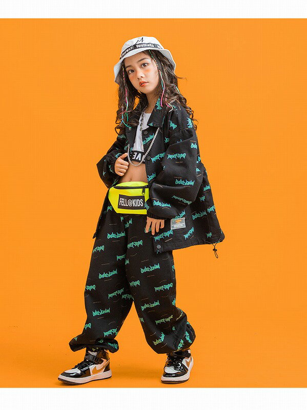 ダンス衣装 お歳暮 キッズ ヒップホップ セットアップ キッズダンス衣装 Hiphop ファッション ダンスファッション ガールズ K Pop ジャケット 黒 男の子 韓国 パンツ