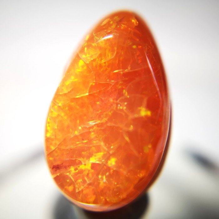 最新入荷!!両面磨き バイカラーファイヤーオパール ルース 8.1ct Mexico産...