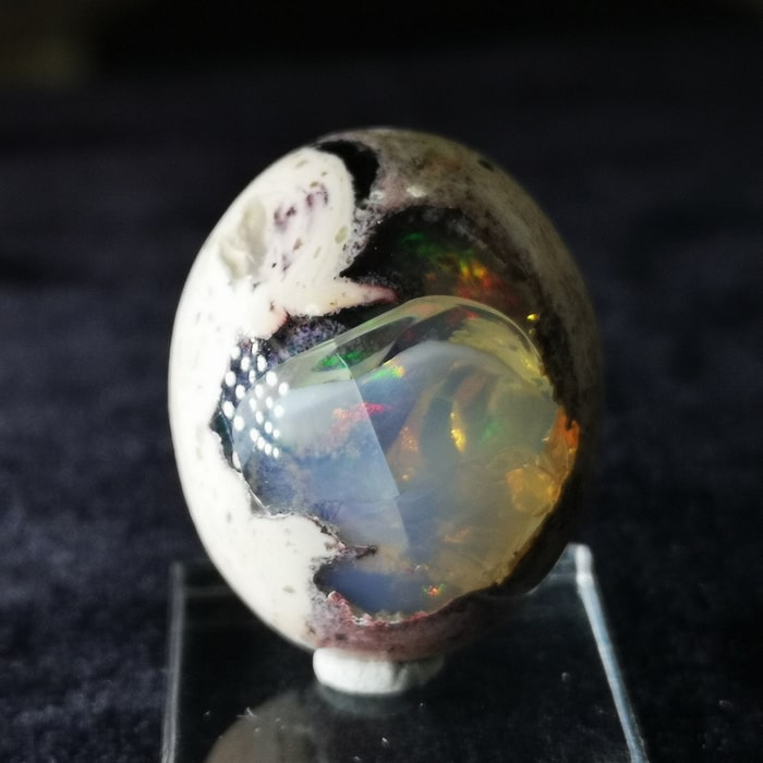 最新入荷!!大サイズ ユニークな模様のカンテラオパール ルース 48ct Mexic...