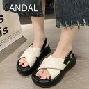シンプルサンダル フロントクロスサンダル ストラップサンダル ラフサンダル サンダル ラフスタイル シンプル オープントゥ カジュアル 歩きやすい 楽ちん かわ...