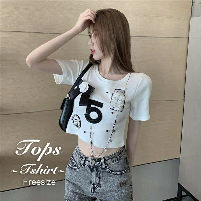 楽天市場】へそ出し トップス（柄ロゴ）（Tシャツ・カットソー