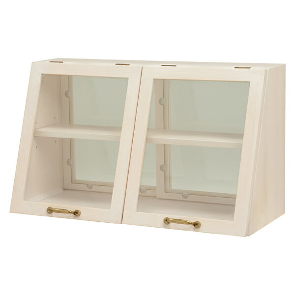 カウンター上ガラスケース 2扉 食器棚 見せる収納 カウンター上収納 ディスプレイケース 木製 2段 高さ..
