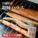 国産 銀鮭 ハラス 宮城県産 無塩 500g 【 送料無料 】 チャック付 冷凍 バラ凍結 魚切り身 サーモン 銀鮭 切身 銀鮭 カマ さけ サケ シャケ しゃ...