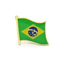 風になびく【ブラジル国旗】ピンバッジ | ゴールド