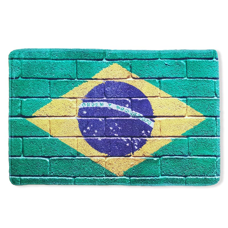 【屋内用マット】レンガ風ブラジル国旗柄 ブラジルカラー