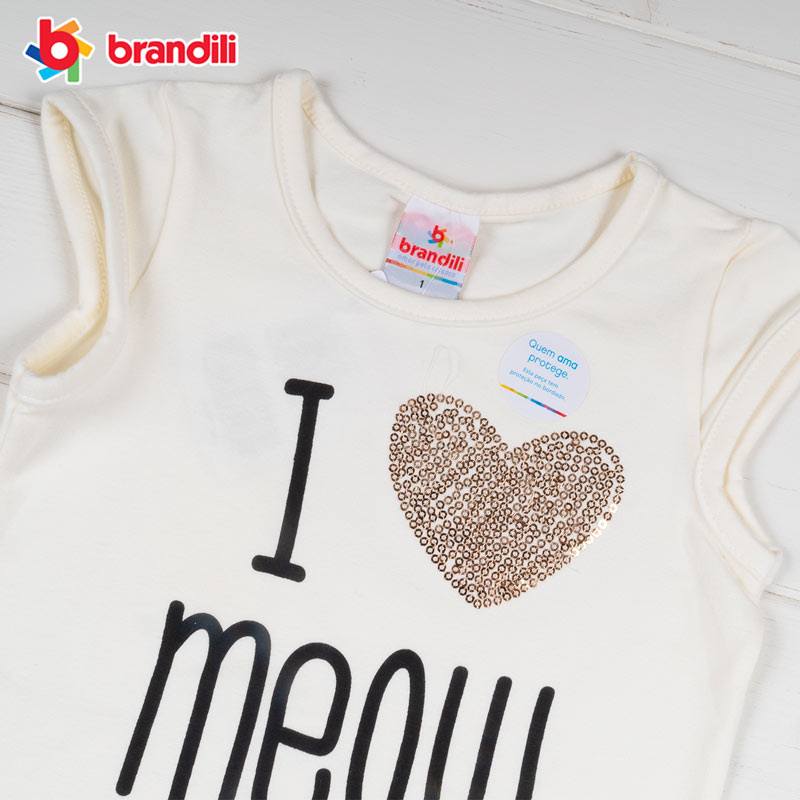 ネコちゃん柄が可愛いTシャツ＆ショートレギンスセット 女の子【BRANDILI】オフホワイト×ピンク