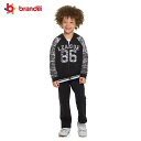 【BRANDILI】男の子服 フルジップストリートスウェットパーカー上下セット ブラック