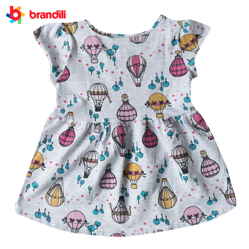 バルーンに乗ったワンちゃん柄デザインワンピース 女の子【BRANDILI】ベビー服 マルチ