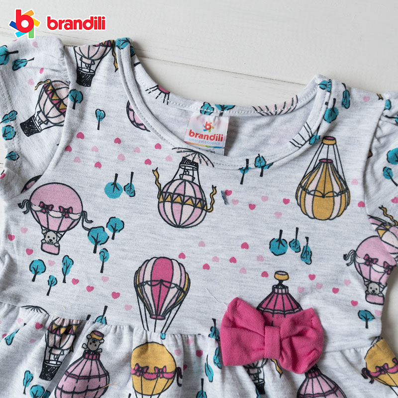 バルーンに乗ったワンちゃん柄デザインワンピース 女の子【BRANDILI】ベビー服 マルチ