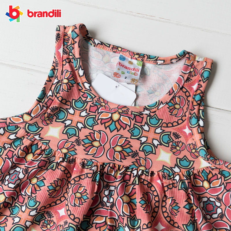 【楽天半額セール】アジアンフラワー柄ワンピース 女の子【BRANDILI】子供服 オレ...