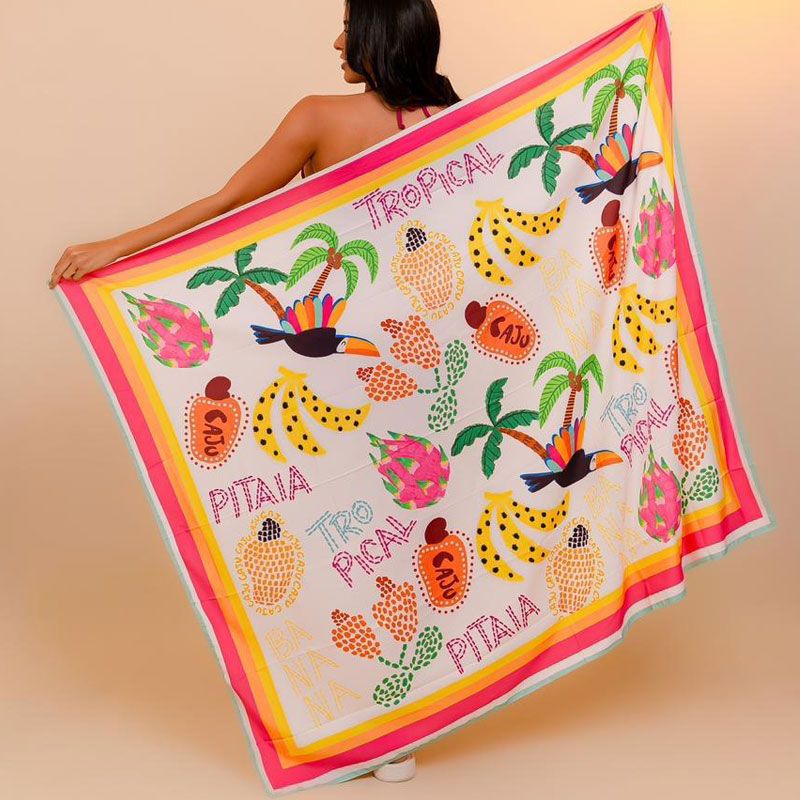 トロピカルフルーツ TROPICAL PITAIA【Casa Del Solブラジルカンガ】速乾・軽量万能クロス マルチ