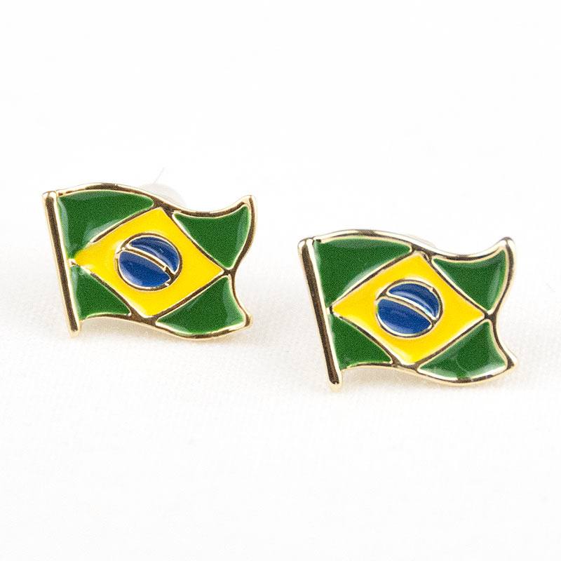 【シンプル】ブラジル国旗モチーフピアスのサムネイル
