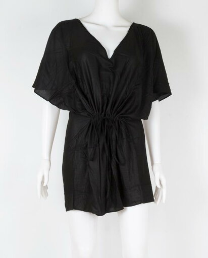 【Morena Rosa】Vネック切り替えチュニックドレス ブラック 【Morena Rosa】Vネック切り替えチュニックドレス ブラック