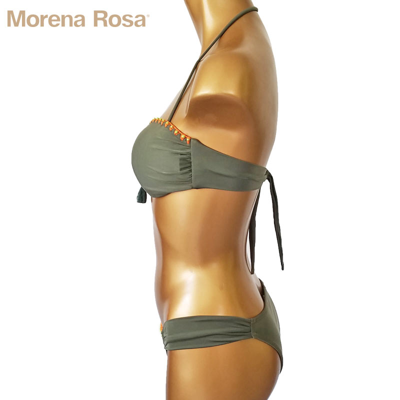 【Morena Rosa】モレナローザ フリンジパーツ付ふちクロシェバンドゥ水着｜モスグリーン