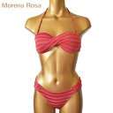 【Morena Rosa】モレナローザ フロントツイストボーダー柄ラメバンドゥ水着|ピンクマルチ(4)