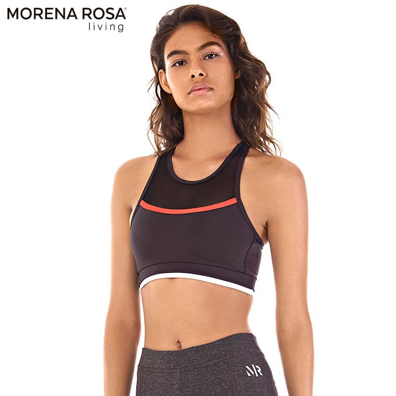 Morena Rosa Living クロップド トップス ハーフメッシュタンクトップ | ブラック