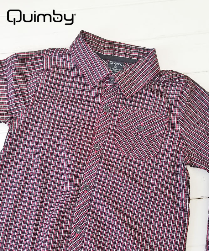 【QUIMBY】男の子長袖チェックシャツ【正統派・お出かけ着】レッド