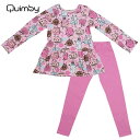 【半額セール！楽天スーパーSALE・期間限定】【QUIMBY】子供服パジャマ スイーツプリント上下セット ピンク