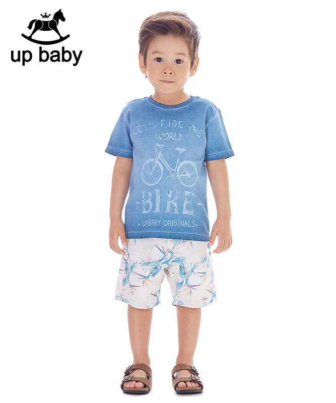 【UP BABY】男の子Tシャツ＆ハーフパンツセット【子供服・デイリー・旅行におすすめ】BIKEリゾート｜ブ..