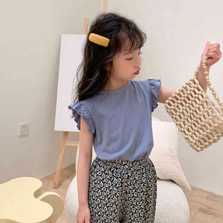 子供服 半袖tシャツ トップス 子供 半袖 tシャツ 女の子 キッズ 夏服 カットソー tシャツ ベビー カジュアル フリル 綿 コットン 姉妹 お揃い シンプル おしゃれ 無地 送料無料 韓国ファション 90 100 110 120 130 140