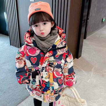 中綿コート キッズ 中綿ジャケット 女の子 防寒コート 裏ボアコート 裏ボアジャケット アウター ダウン風コート 裏ボア ガールズ ロングコート フード付き 柄 厚手 冬服 暖かい 防寒 可愛い 韓国
