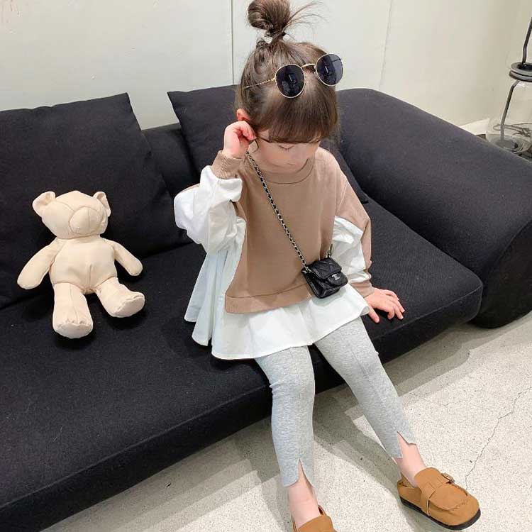 リブ レギンス キッズ スパッツ 女の子 レギパン 九分丈 パンツ 子供服 ガールズ ベビースパッツ ボトムス ウエストゴム ストレッチ 裾スリット 送料無料 春秋 秋物 おしゃれ かわいい