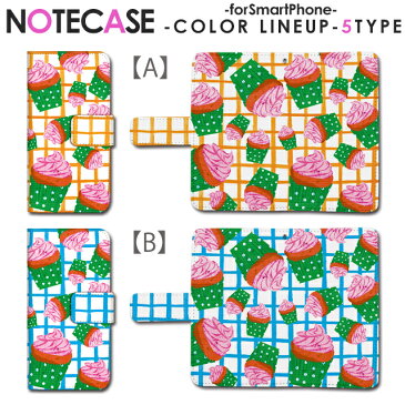 GALAXY ケース ギャラクシー カバー スマホケース 手帳型 docomo ドコモ Feel SC-04J SC-02J edge SC-02H SC-01H SC-05G SC-04G SC-02G SC-04F SC-02F SC-04E SC-03E SC-06D ショルダー【カップケーキ スイーツ柄】