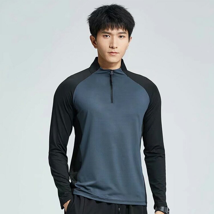 ハーフジップ 2枚セット メンズ 夏用 長袖 ランニングウェア 通気性 スポーツウェア Tシャツ ランニング 弾力性 ファスナー ストレッチ トップス 無地 シンプル フィットネスウェア ジョギング 2枚セット 速乾性 エクササイズ 大きいサイズ 春 夏 秋