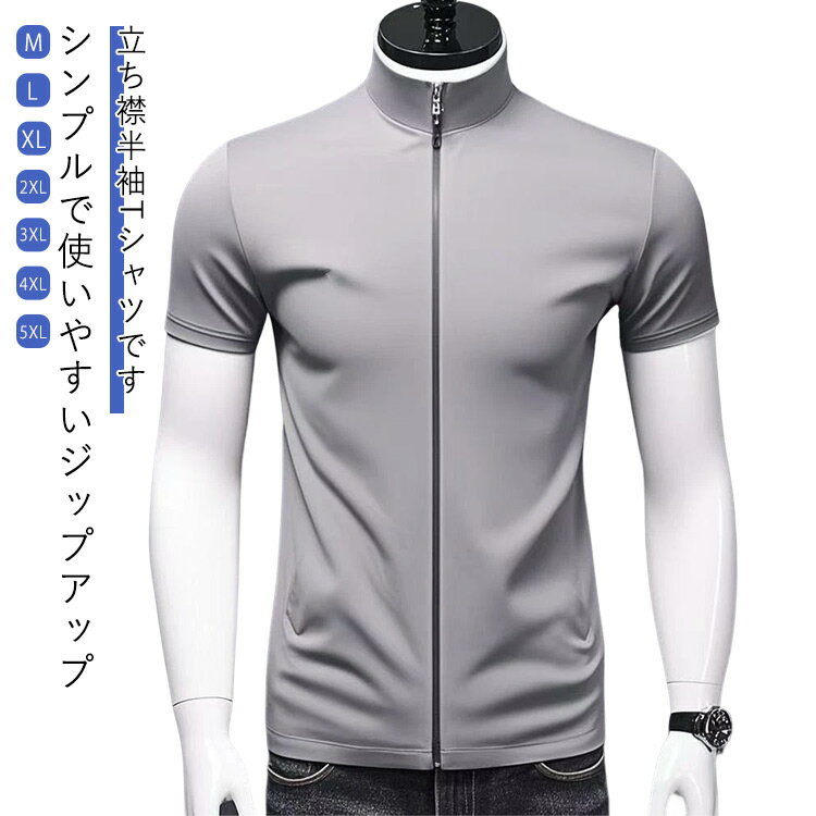 Rakuten - 涼しい ゴルフウェア メンズ アイスシルク 軽量 接触冷感 ストレッチ 吸汗速乾 大きいサイズ ジップアップ 立ち襟 スタンドカラー ひんやり 夏アウター 通気性 冷感 夏用 無地 Tシャツ トレニンーグウェア スポーツ 前開き ゴルフウェア おしゃれ 春 秋 送料無料
