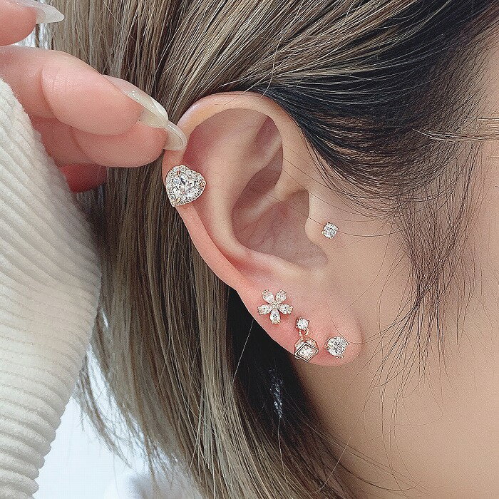ボディピアス 軟骨ピアス ［16G ］◇SPICYLIPS オリジナル ◇上質なキュービック を使用した大粒 ハート 。愛らしい上品 な印象ピンクゴールド 選べる 内径 6m m8mm ヘリックス 1151