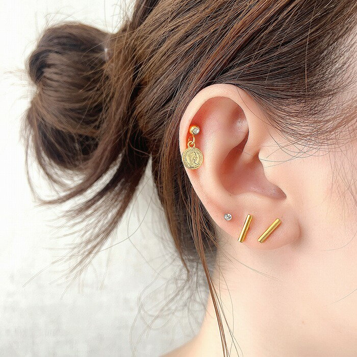 ボディピアス 軟骨ピアス [14G 16G ]他では手に入らない！おしゃれ度UP♪コイン デザイン 0252