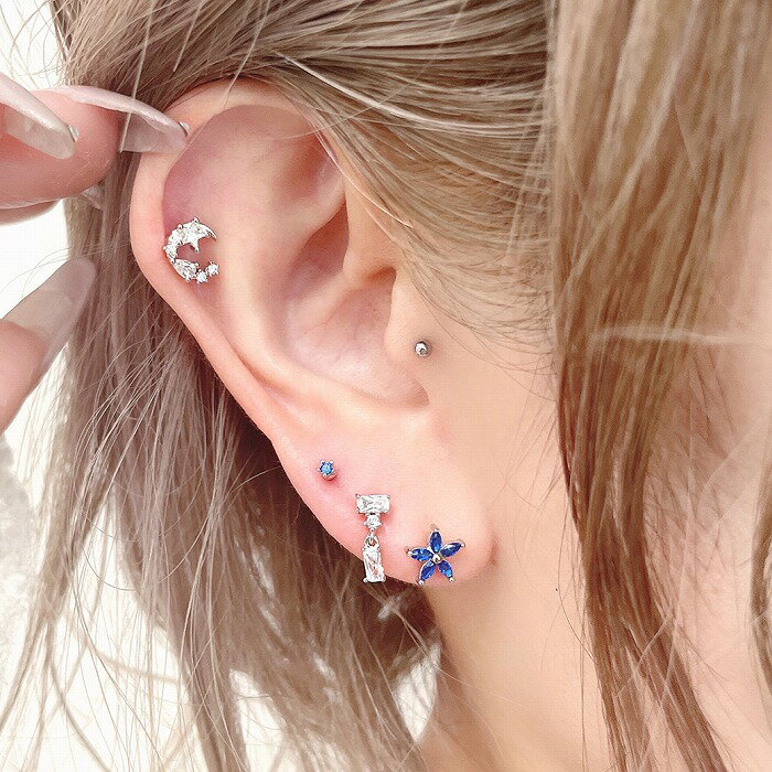 ボディピアス 軟骨ピアス ［14G 16G ］こんなサイズ欲しかった…♪ちびちび サイズ 愛されCZフラワー ストレート ヘリックス 0463 ボディーピアス