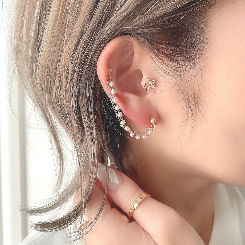 ボディピアス 軟骨ピアス ［16G ］存在感のある上品 キュービックジルコニア フラワー flower ラブレット トラガス ホールに負担の少ないインターナル 1101 ボディーピアス