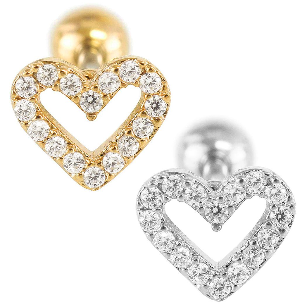 乐天商城 - ハート ボディピアス ジルコニア サージカルステンレス かわいい 18G 片耳 1005