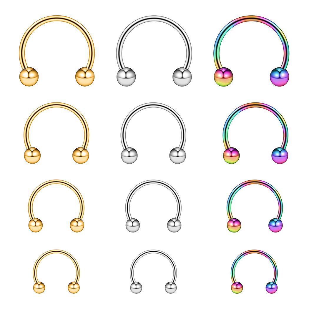 乐天商城 - サーキュラーバーベル ボディピアス ステンレス ネジ式 軟骨 20G 片耳 6mm 8mm 10mm 12mm 1014